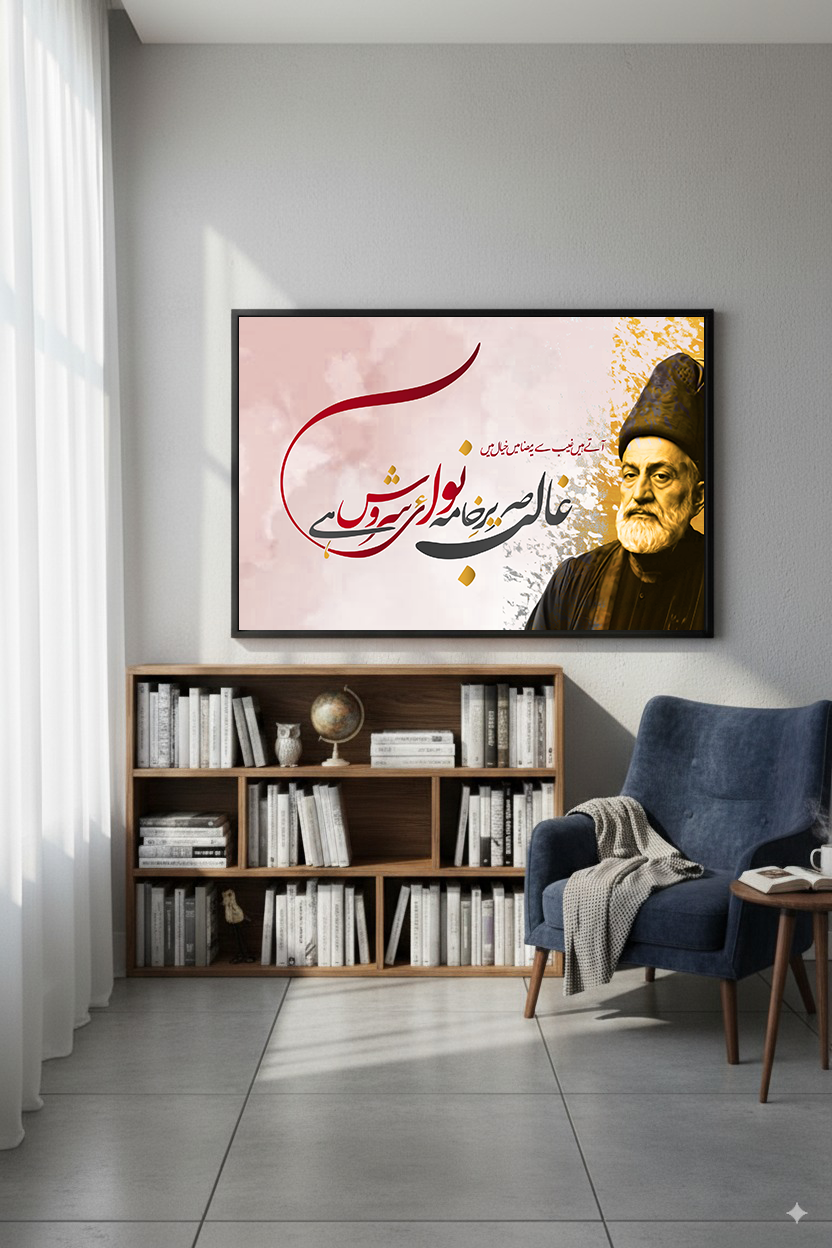 Ghalib Sareer-e-Khaama Nawaa-e-Sarosh hai | Mirza Ghalib | Caligraphy Art | Framed Wall Art | Typography