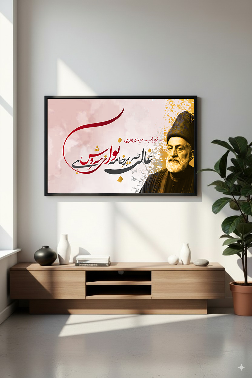 Ghalib Sareer-e-Khaama Nawaa-e-Sarosh hai | Mirza Ghalib | Caligraphy Art | Framed Wall Art | Typography
